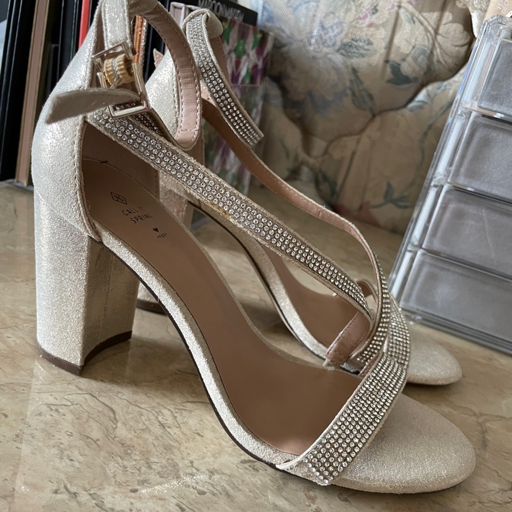 Rhinestone gold heels